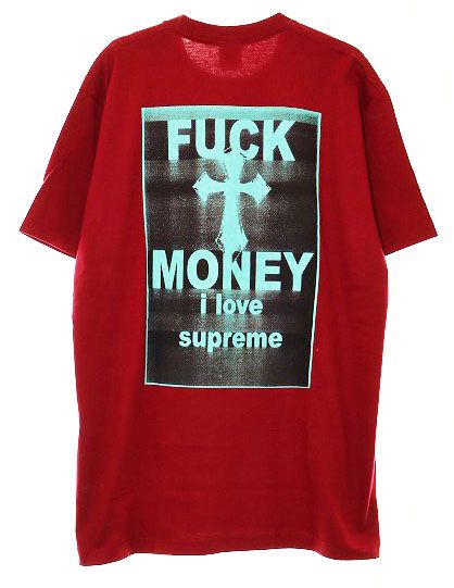 シュプリーム SUPREME 24AW FUCK MONEY TEE RED Mサイズ ファックマネー Tシャツ クロス グラフィック バック