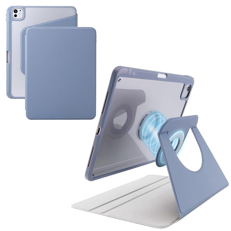 【新品】 エレコム iPad Pro 11インチ (M4) ケース カバー 360度回転 縦置き 横置き マグネット着脱式 ペン収納 フラップ付き ブルーグレー TB-A25PMMG360BG 0