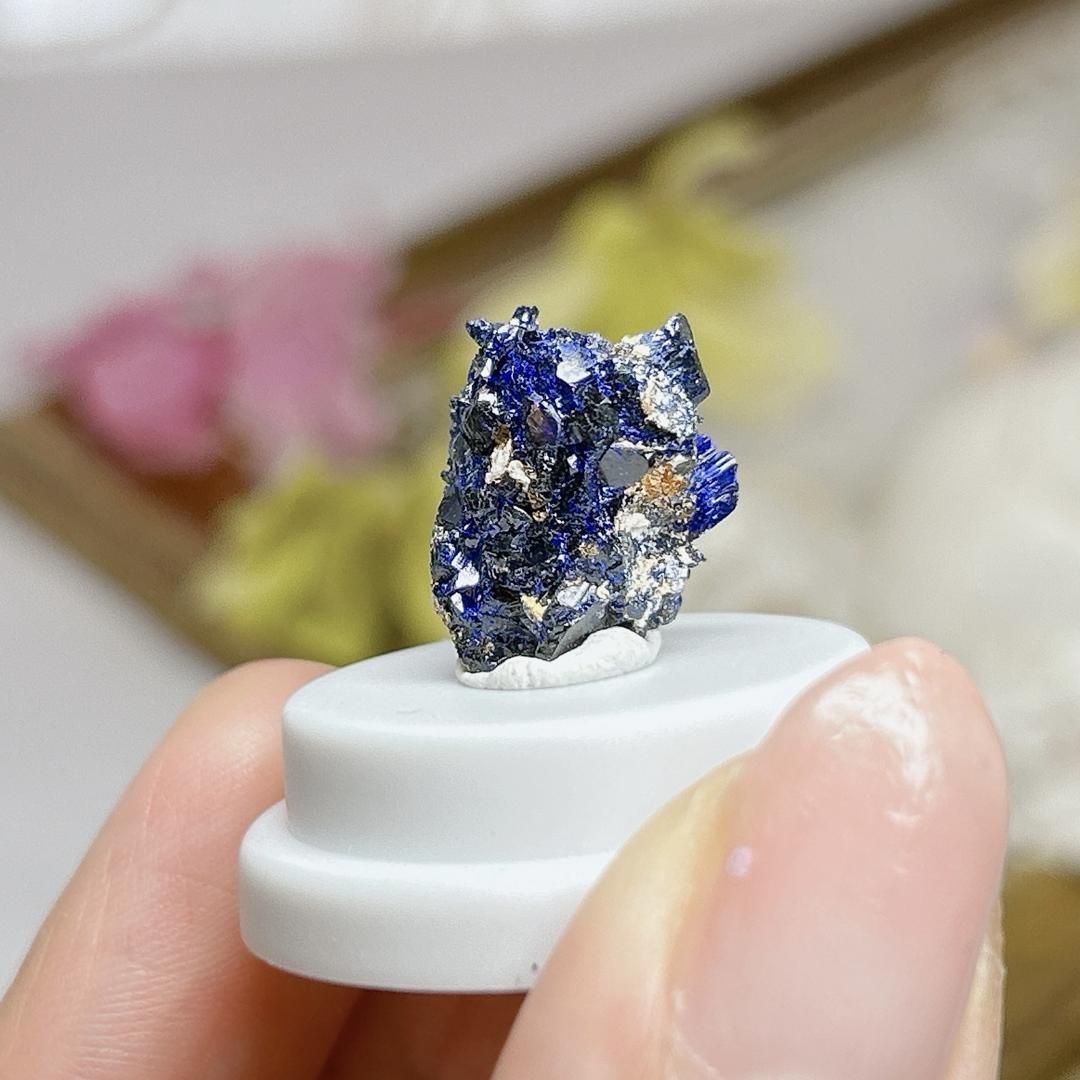 【E7037】アジュライト＊＊藍銅鉱＊岩絵の具＊Azurite＊パワーストーン＊天然石＊クリスタルワールド
