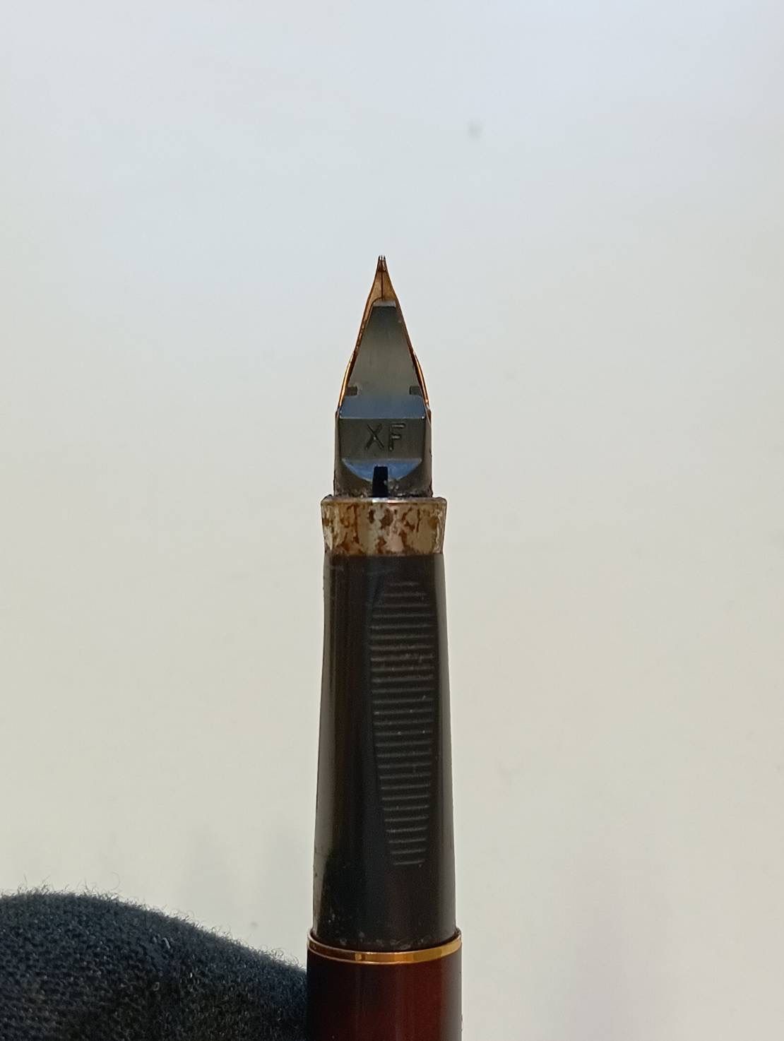 中古品】Parker パーカー 万年筆 ペン先 14K 585 ブラウン マーブル 名
