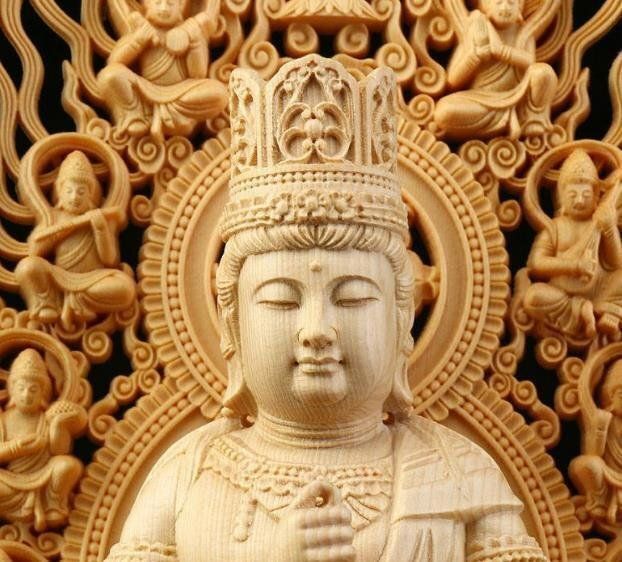 極上品☆総檜材 仏教工芸品 木彫仏教 精密彫刻 仏師で仕上げ品