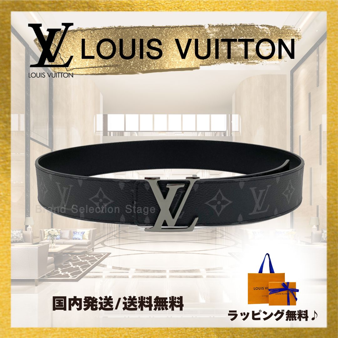 ルイヴィトン LOUIS VUITTON ベルト サンチュール LV イニシャル 40MM リバーシブル ロゴ モノグラム ブラック 黒 グレーシルバー バックル M9043U 90CM