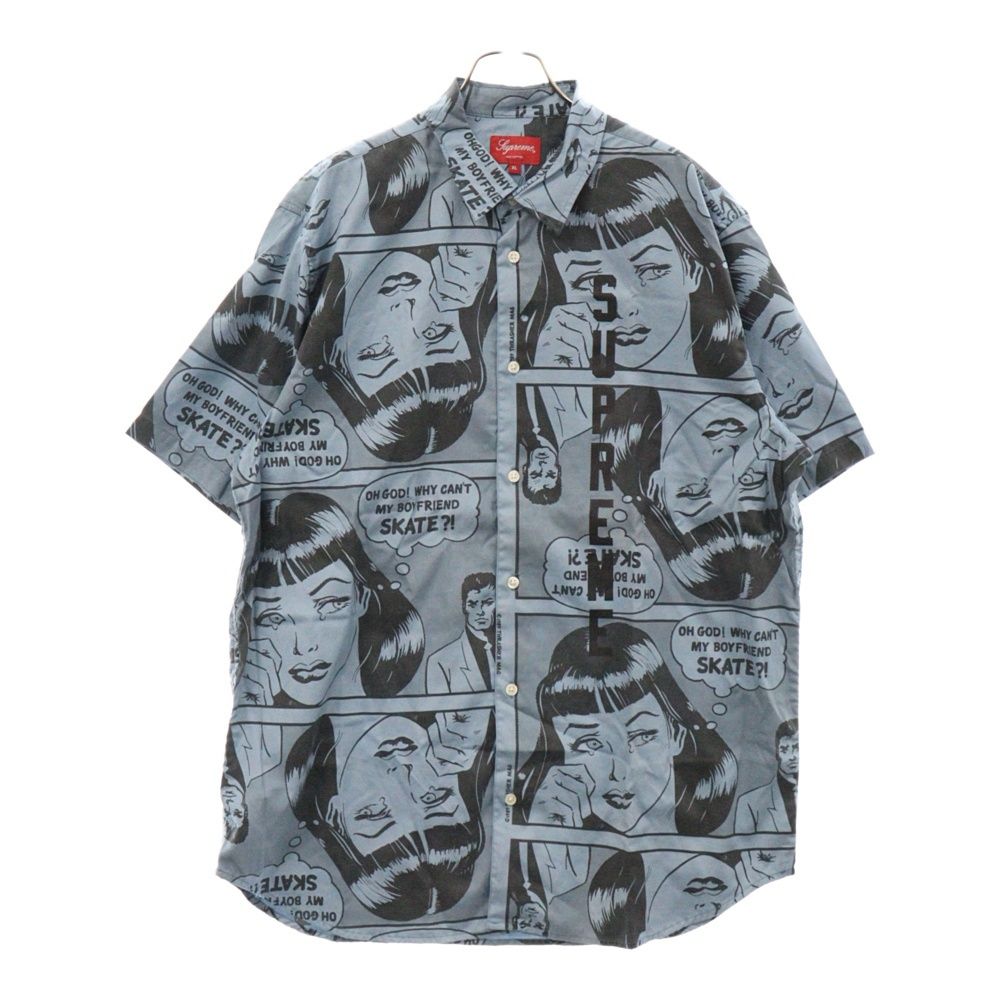 SUPREME (シュプリーム) 17SS × THRASHER Boyfriend S/S Shirt スラッシャー ボーイフレンド 半袖シャツ ブルー/ブラック