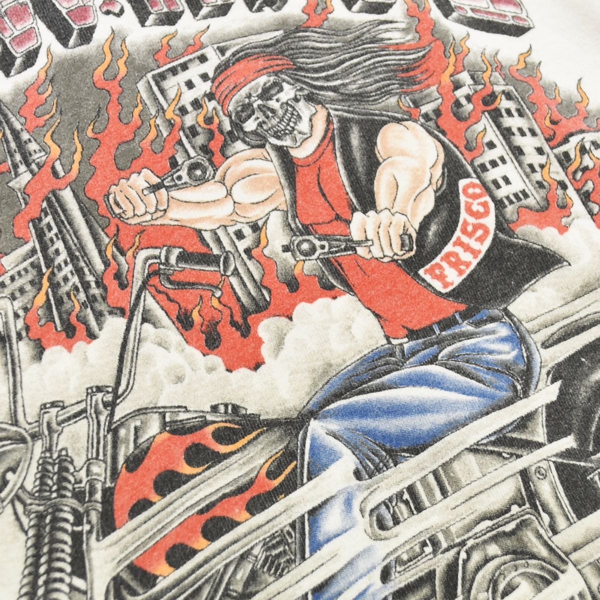 90sヴィンテージ USA製 ヘインズ Hanes BEEFY FRISCO RED＆WHITE HELLS