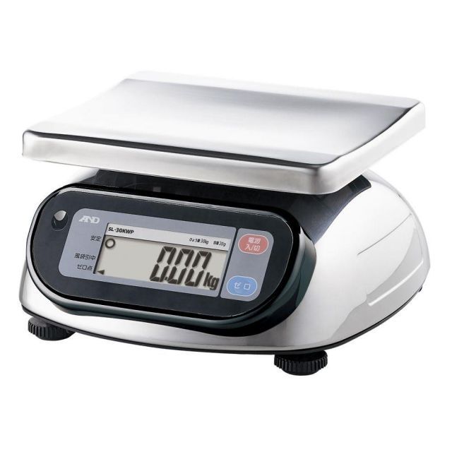 A＆D 防塵 防水デジタルはかり SL-30KWP ≪ひょう量 30kg 最小表示 0.02kg 皿寸法 232 W *192 D mm 検定無≫