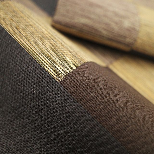 新古品】 袋帯 未使用 正絹 全通 京都 西陣 黄金ムガ蚕 野蚕糸 黄茶色