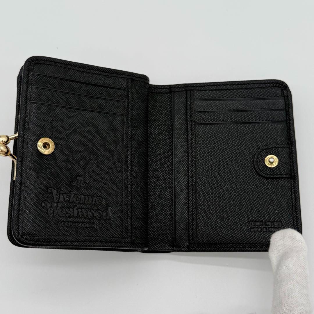 Vivienne Westwood 長財布 がま口 ブラック ビックオーブレザー ヴィヴィアンウェストウッド がま口 長財布 レザー 本革