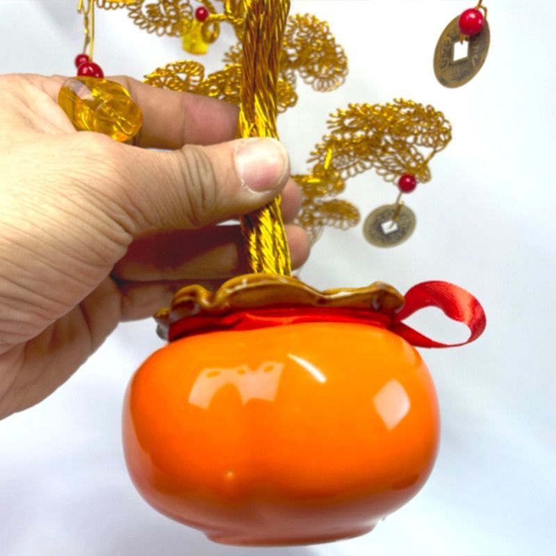 金のなる木 柿 オレンジ 招財樹 富 繁栄 オブジェ 置物 インテリア