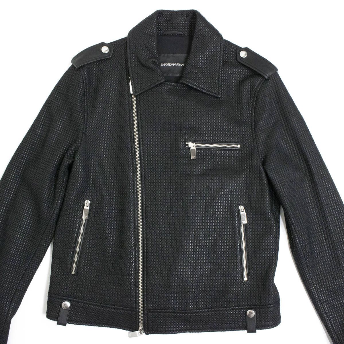 【美品】ARMANI アルマーニ ジャケット ラムレザー スパンコール 美品】ARMANI アルマーニ ジャケット ラムレザー スパンコール