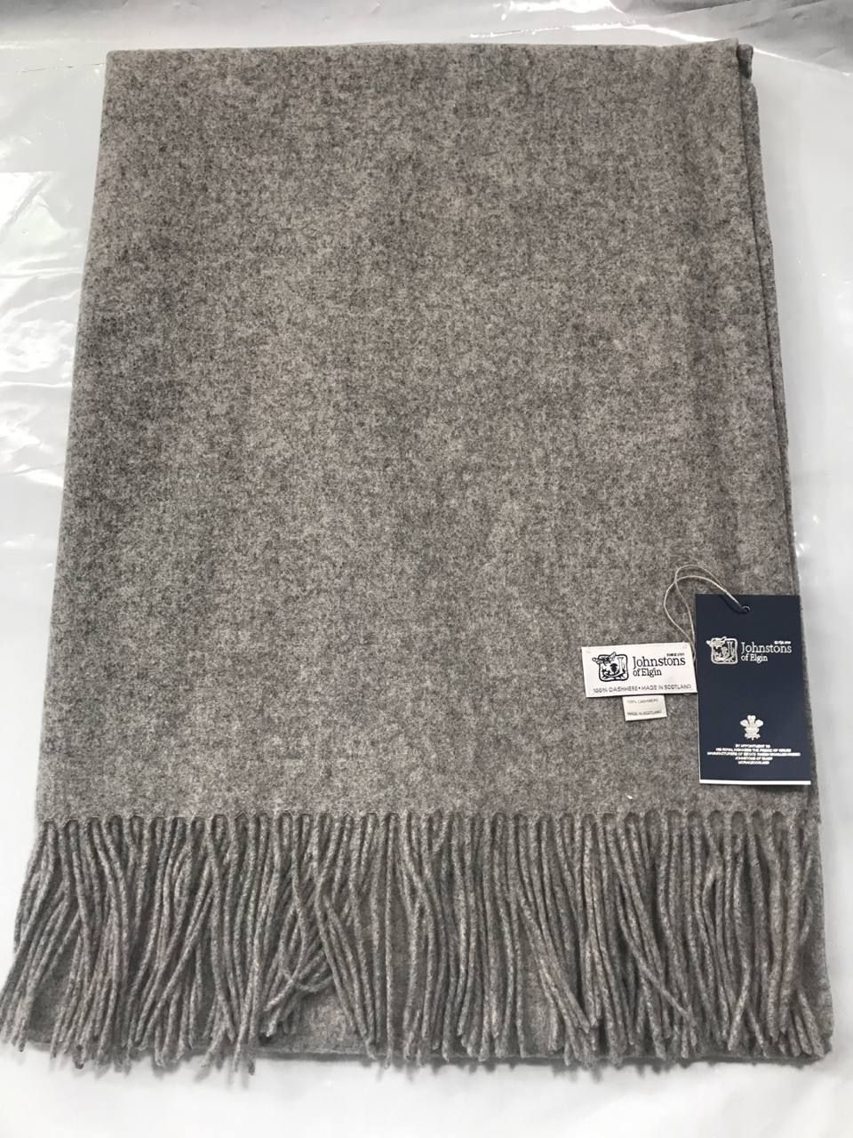 ギフト Johnstons of Elgin ジョンストンズ カシミヤ マフラー ストール 大判 190×70cm GREY