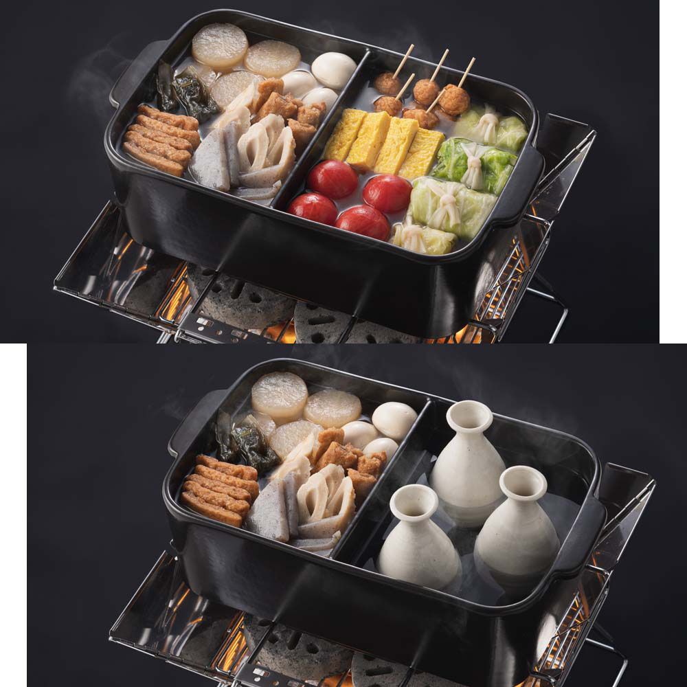 ロゴス LOGOS アウトドア 仕切おでん土鍋 木蓋付 81062206 -