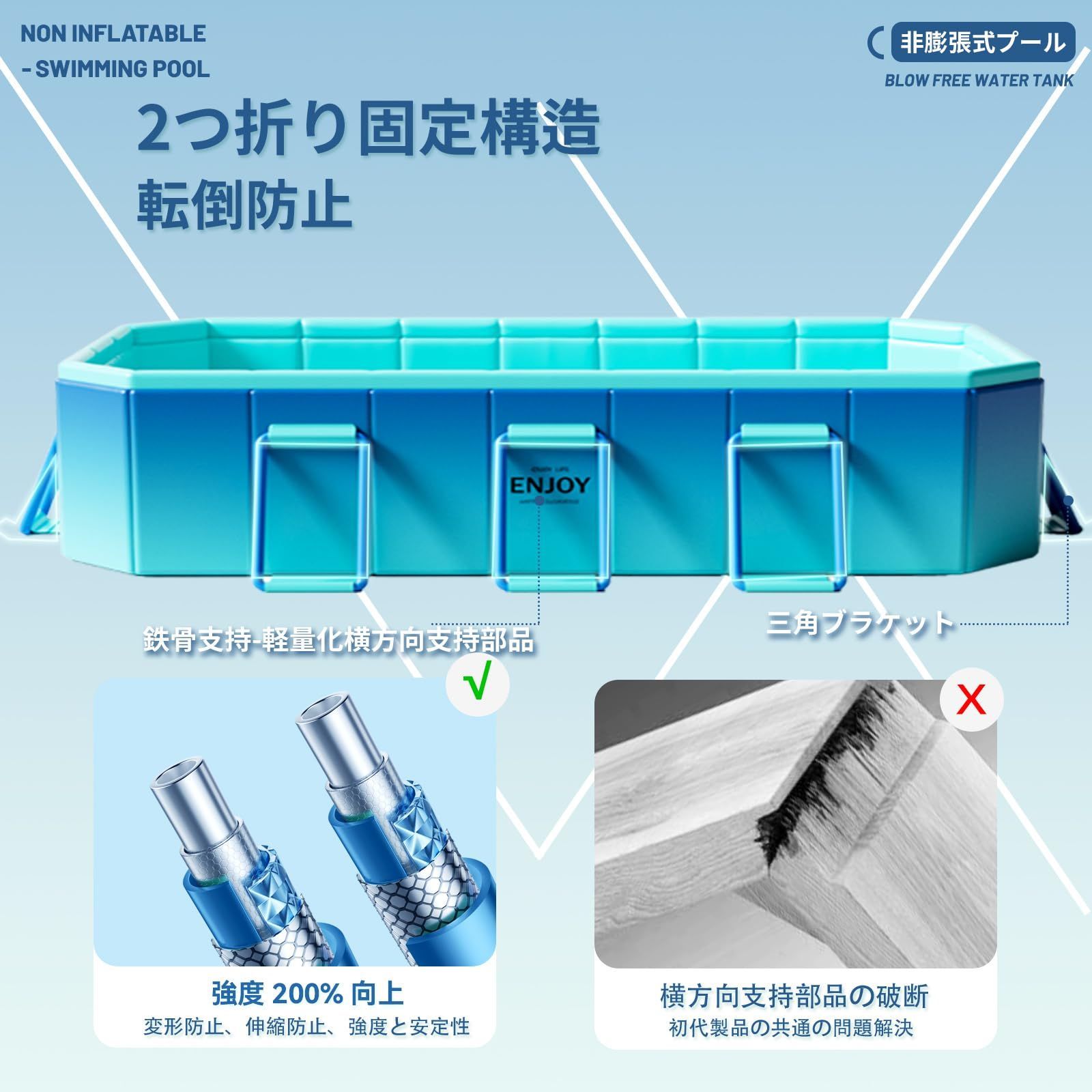 新改良 非膨張式 プール 大型 空気入れ不要 ビニールプール 3M Amazon | LUNING 【新改良 非膨張式】プール 大型 空気入れ不要