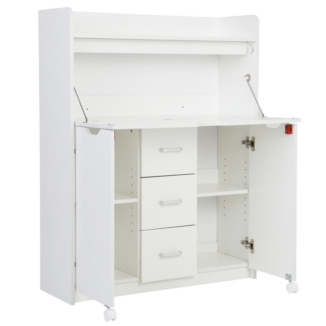 ホワイト】学習机デスクパソコンデスク勉強机折り畳み天板引き出pc