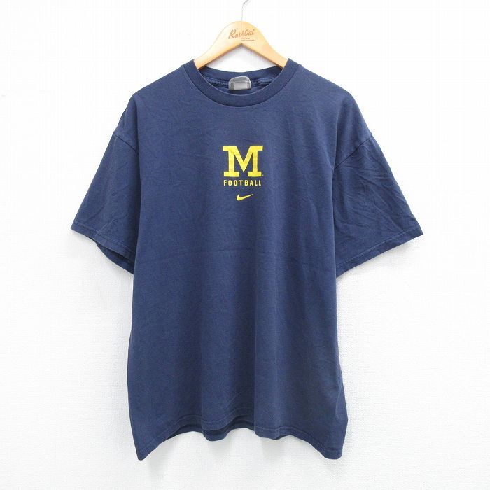 NIKE アメフト　シャツ　フットボール　XL ネイビー　透け　古着 80s USA製LOGO7 フットボールtシャツ サイズXL ネイビー