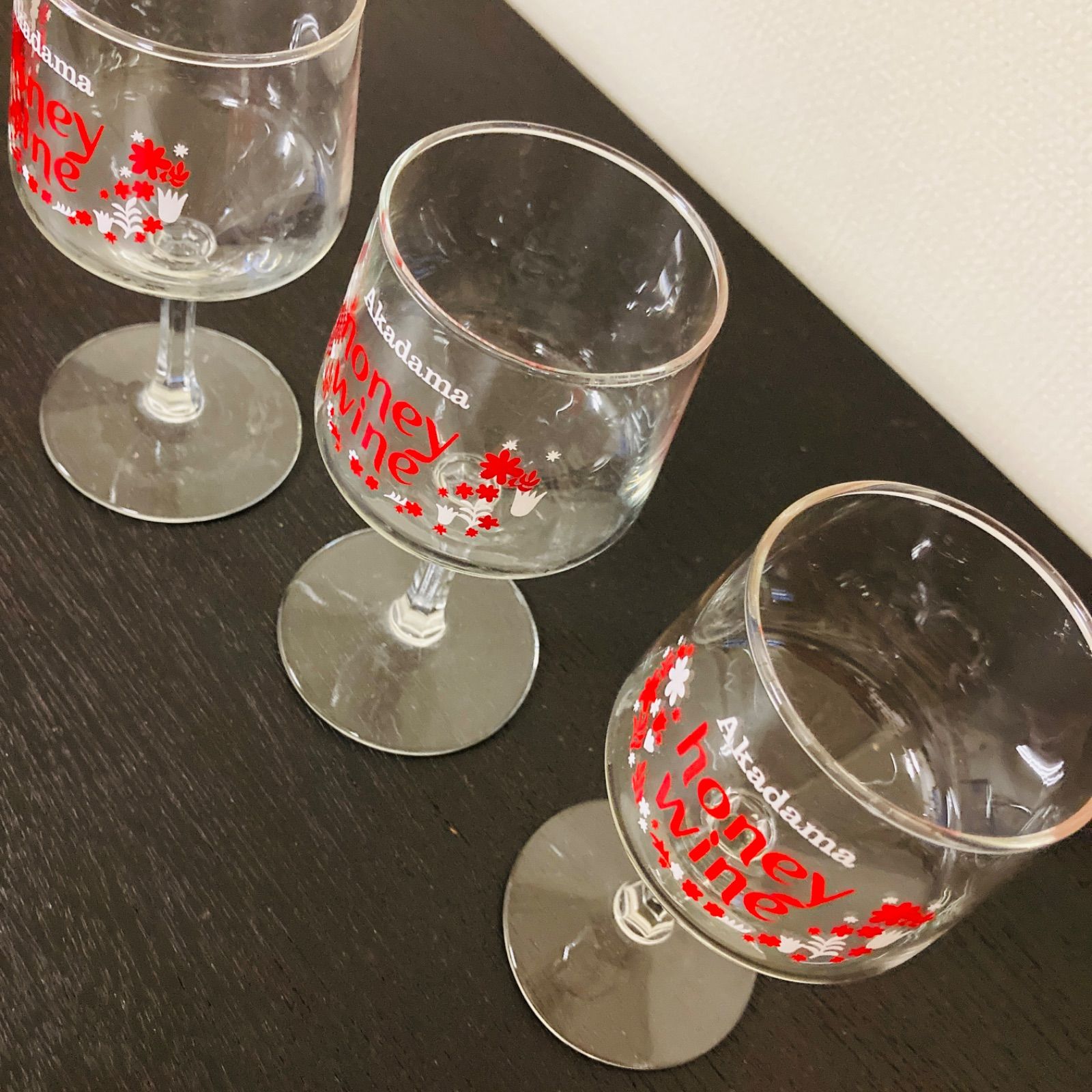 昭和レトロ 赤玉ハニーワインのグラス 3コセット ノベルティ - メルカリ