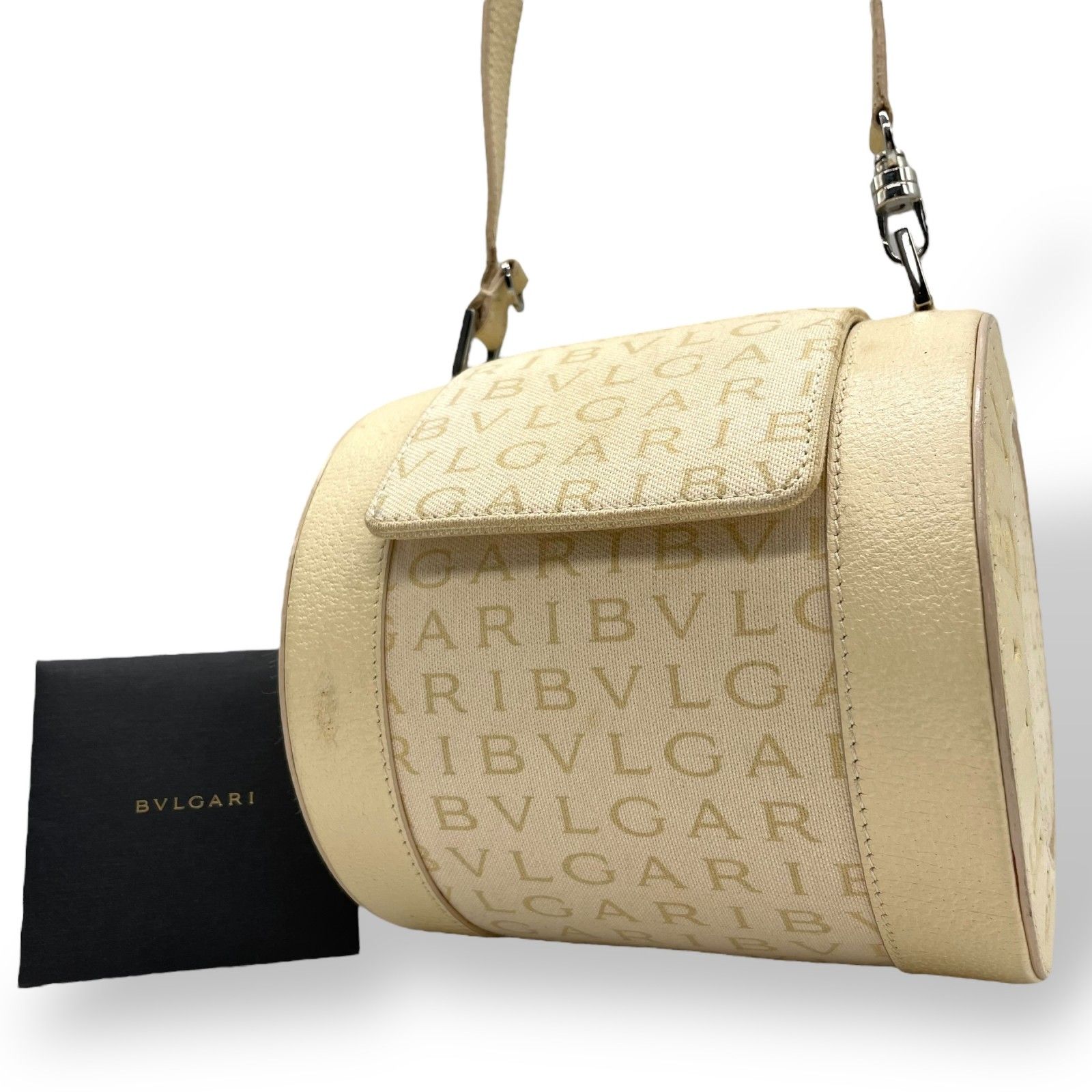 希少/美品 BVLGARI ブルガリ ビーゼロワン ハンドバッグ ドラム型 ロゴ 
