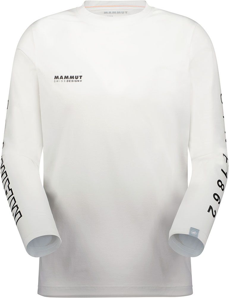 マムート MAMMUT アウトドア QD ロゴ プリント ロングスリーブ Tシャツ アジアンフィット メンズ 男性 長袖Tシャツ 速乾 お出かけ 旅行 ハイキング 買い物 1016-01030 101601030 00742 WHITE-BLACKPRT