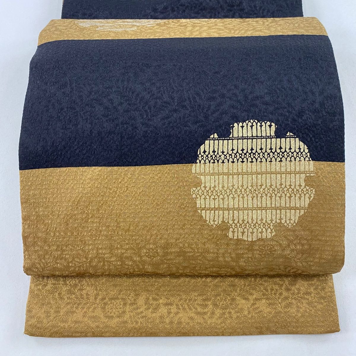 袋帯 美品 秀品 雪輪 鳥 金彩 山吹茶色 六通 正絹 【中古