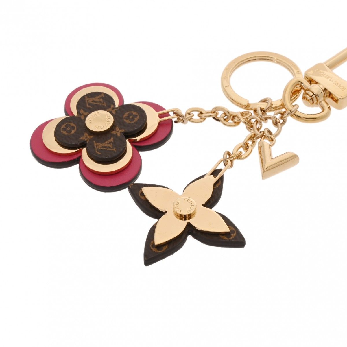 LOUIS VUITTON ルイヴィトン 花柄レザーキーホルダー バッグチャーム