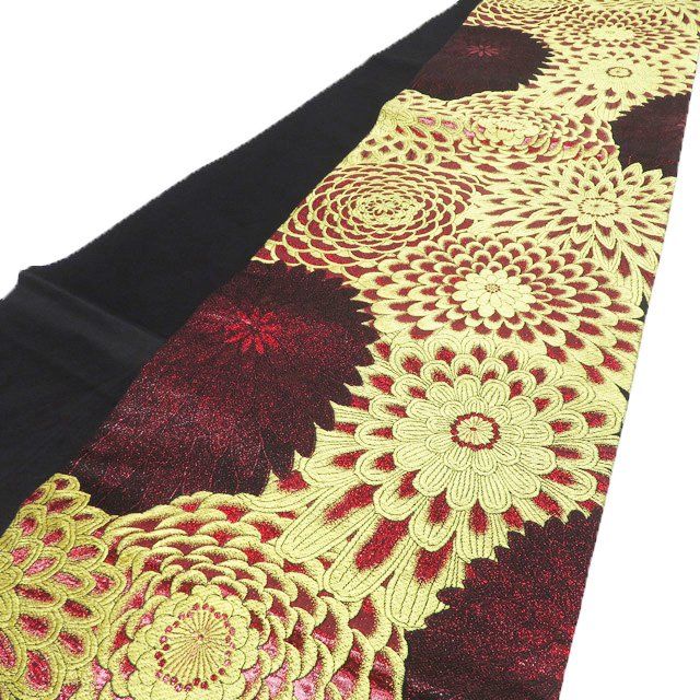 袋帯 振袖用 リサイクル 正絹 フォーマル 仕立て上がり 六通 一蔵謹製 菊模様 箔糸 赤系色 金 きもの北條 A1286-20