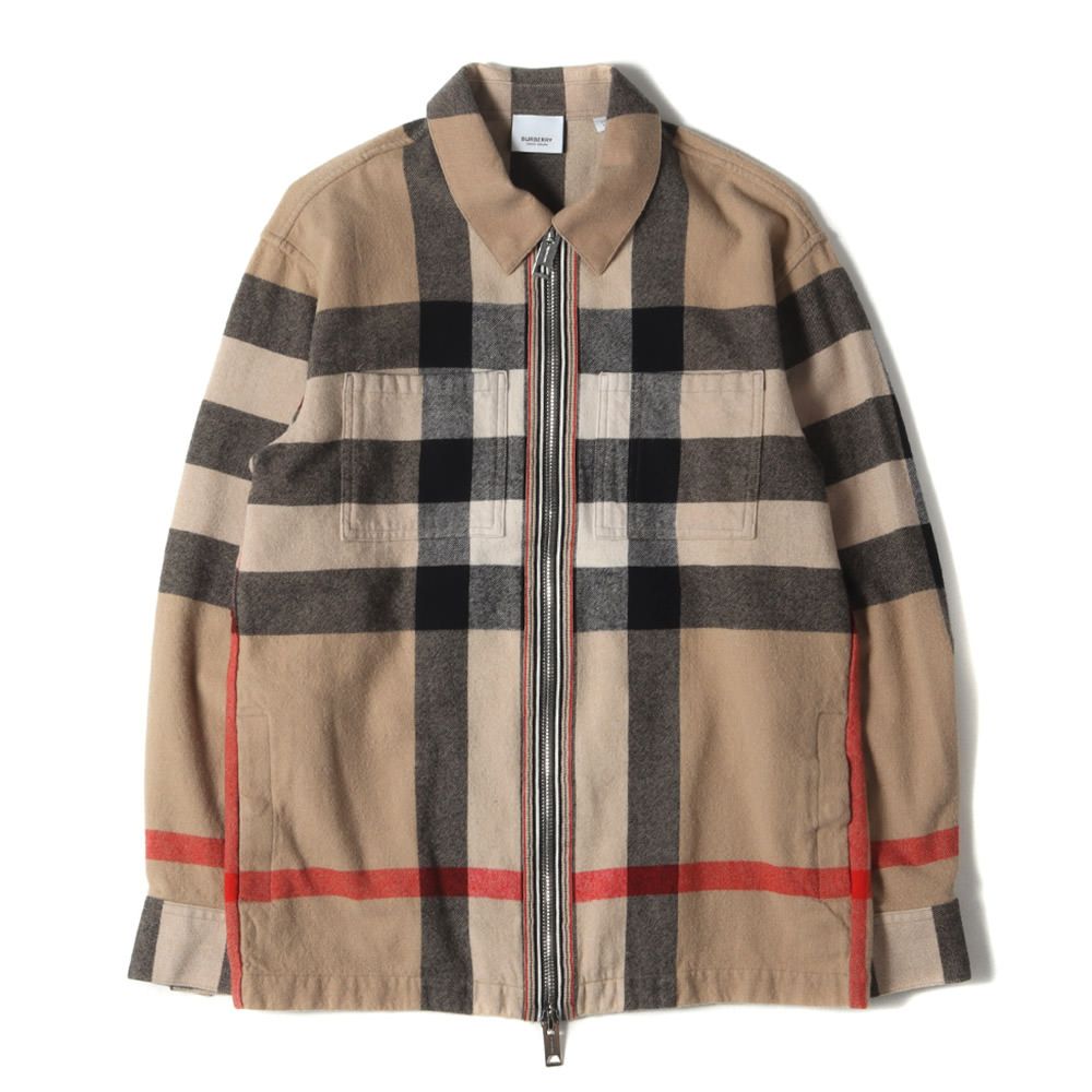 美品 BURBERRY バーバリー ブルゾン サイズ:XS 近年モデル ノバチェック ウールコットン フランネル ダブルジップ シャツ ブルゾン  HAGUE 8050135 ベージュ アウター ジャケット 上着【メンズ】 - メルカリ