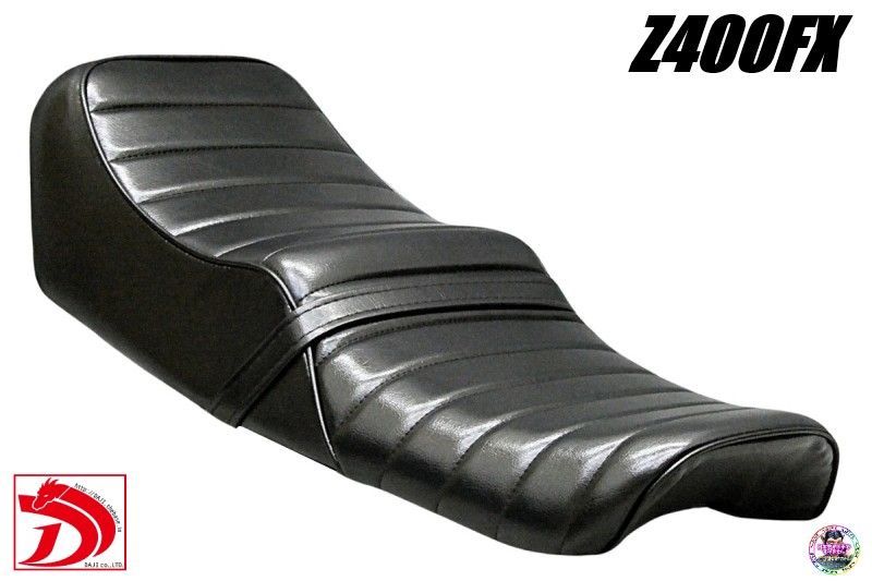 Z400FX 黒皮 タックロールシート あんこ抜き ローダウンシートZ400J段シートZ550FX Z500FXへっぽこ社長 外装 ブラック ボタン
