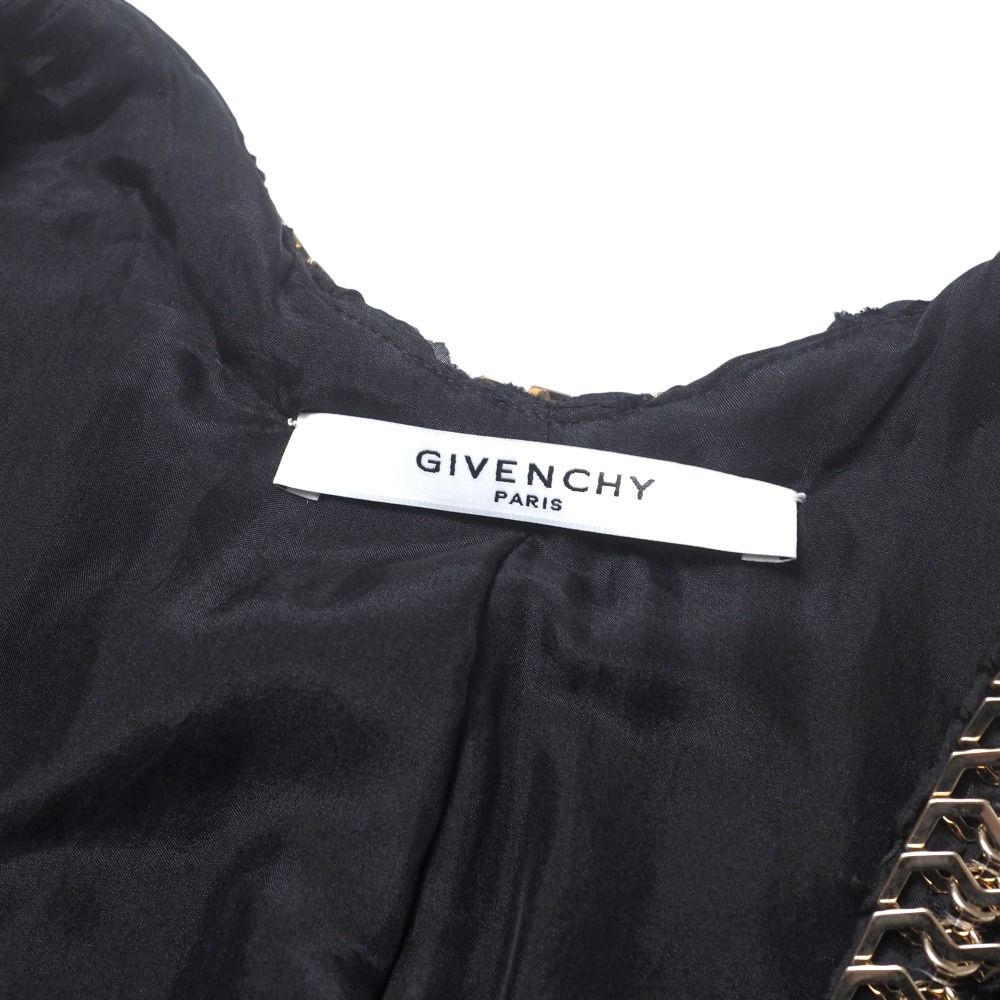 GIVENCHY - ■美品■GIVENCHY ジバンシィ ベスト サイズS フリル クロップド ベスト ジレ ノースリーブ ジャケット チェーン装飾 ブランド古着【中古】20250515/RA4663 □美品□GIVENCHY ジバンシィ ベスト サイズS フリル クロップド