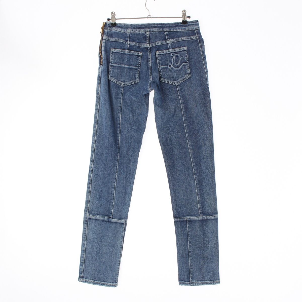 ルイヴィトン サイドジップ デザイン ストレッチ デニム パンツ ボトムス ブルー 38