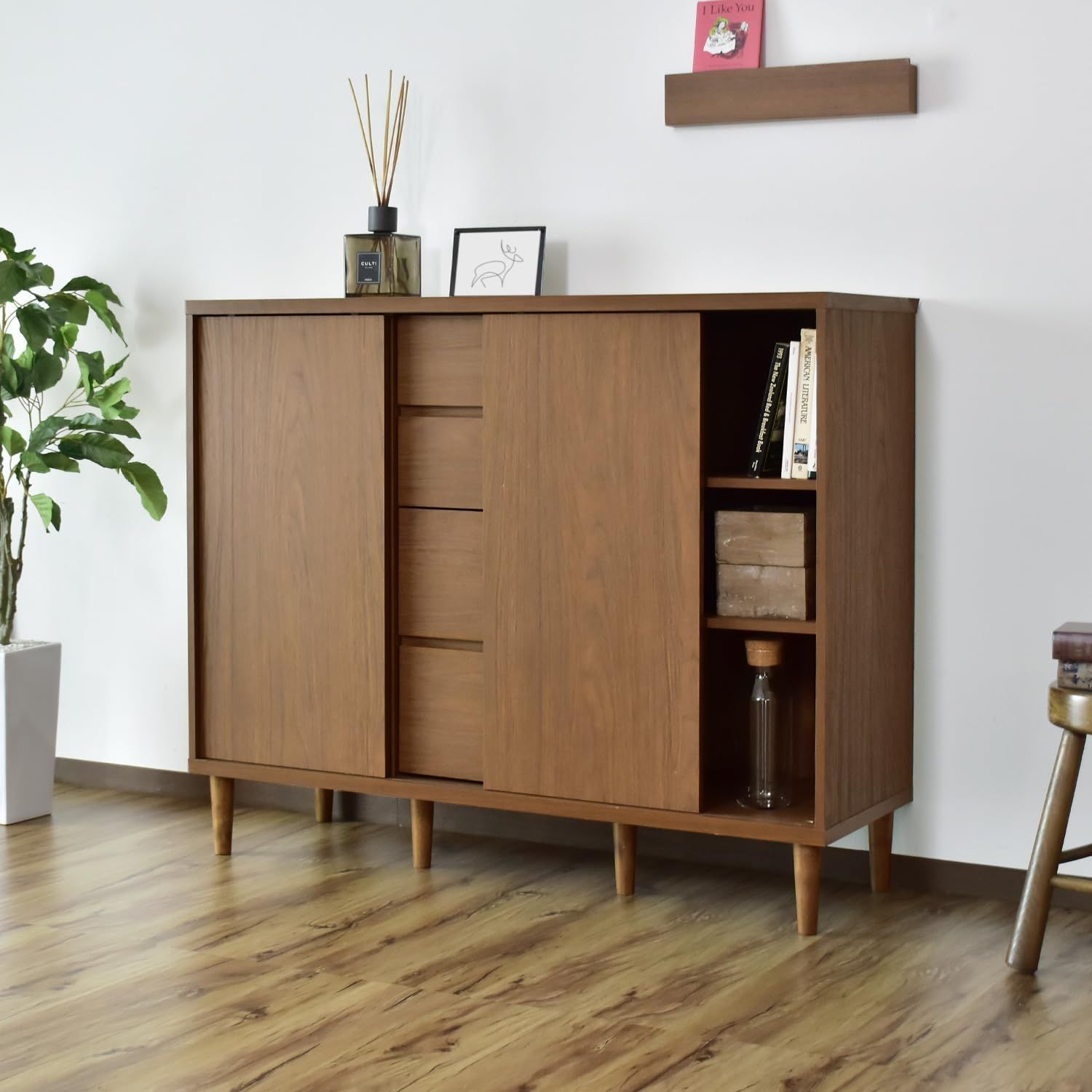 特価商品】キャビネット 木製 収納 リビング 幅120cm 奥行40cm