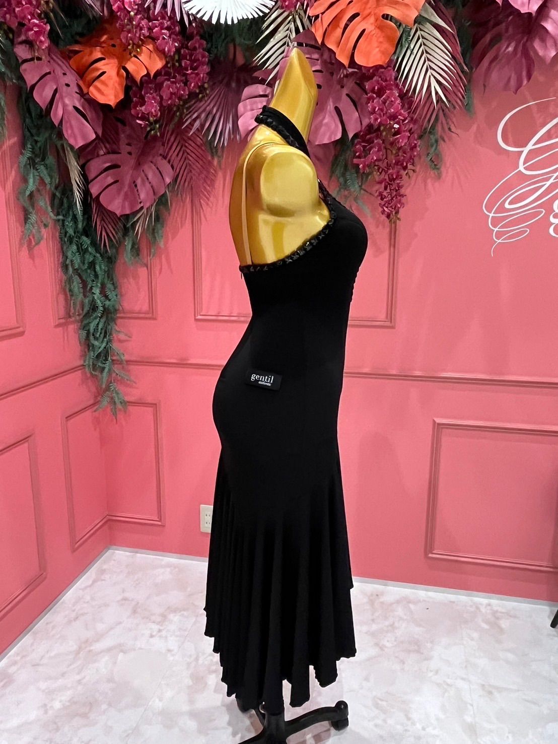 社交ダンススタンダードワンピースドレス黒gentil ジャンティ