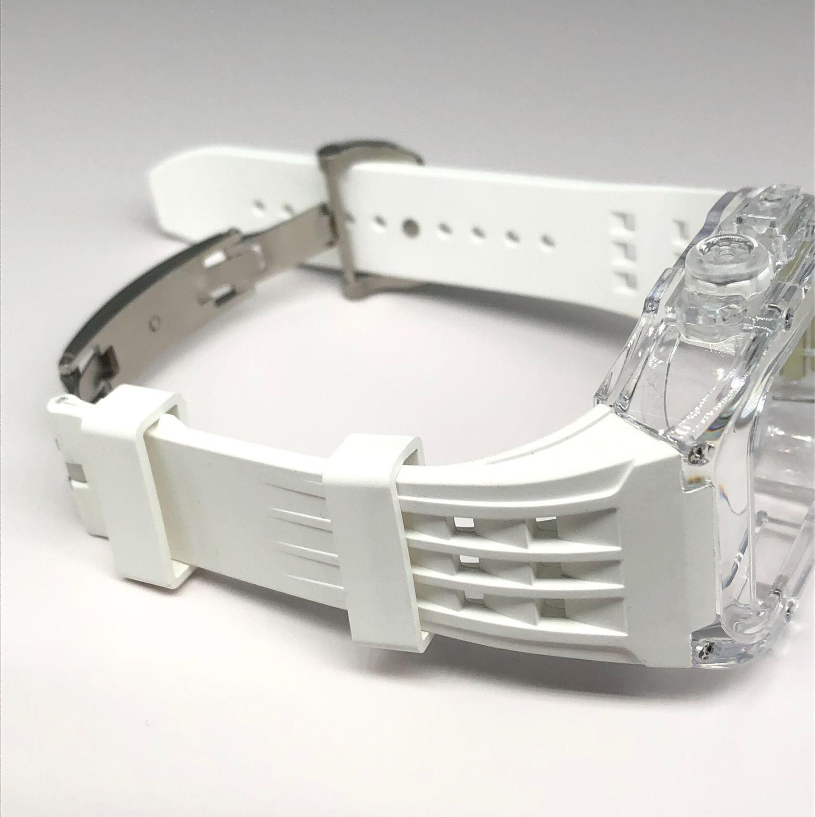 GimelZayin ホワイト アップルウォッチ ラバーベルト カバー クリア ケース 44 mm 45 4 5 6 7 8 se スポーツ メンズ レディース Apple Watch バンド