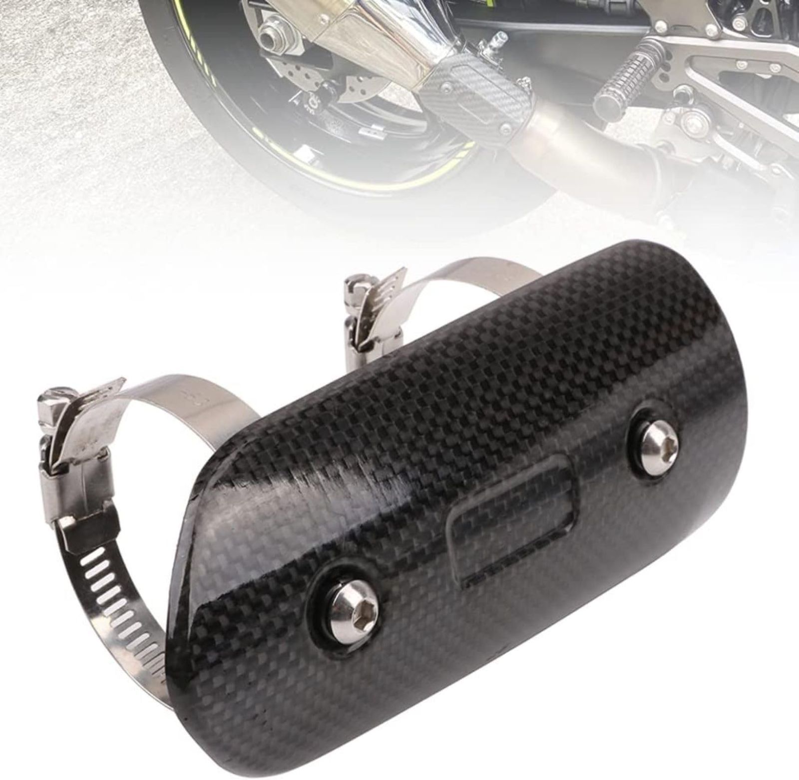 カーボン3 no branded FAST PRO バイク マフラーガード ヒートガード マフラーカバー カーボン製 汎用品 炭素繊維 ドレスアップ 火傷防止