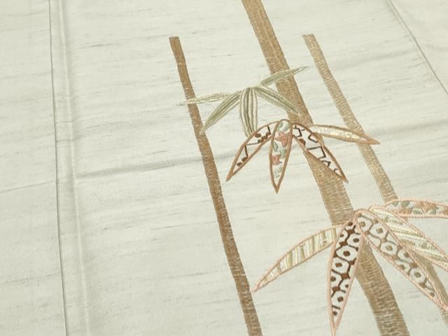 平和屋着物○訪問着 紬地 総刺繍 吉祥枝葉文 正絹 逸品 CAAS0177th