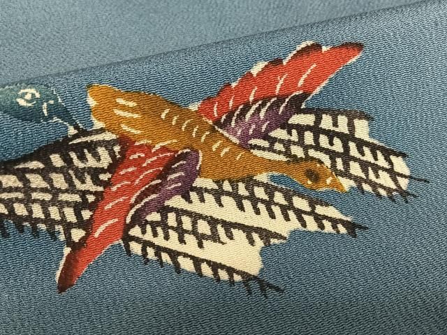 小紋 琉花 紅型 ちりめん 鳥 正絹 反物 小紋 琉花 紅型 ちりめん 鳥 正絹 反物 - メルカリ