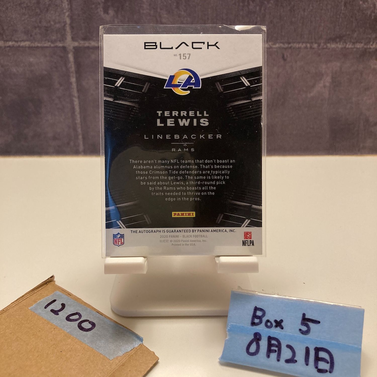 2020 Panini Black TERRELL LEWIS 25/25 直筆サイン LOS ANGELES