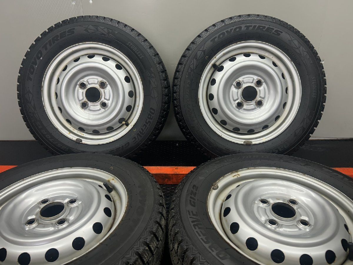 TOYO OBSERVE GIZ2 155 70R13 スタッドレス スチールホイール 13インチ 4J4HPCD100 22年製 バリ溝 エブリィ等 STP032