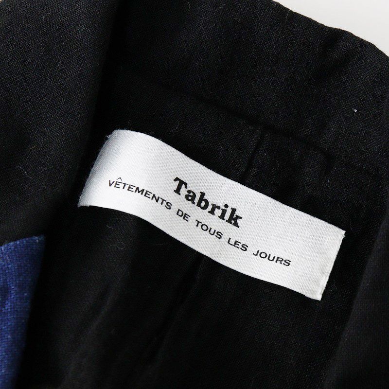 インディゴ染めリネンベストドッキング切替ノースリーブワンピース ブルー