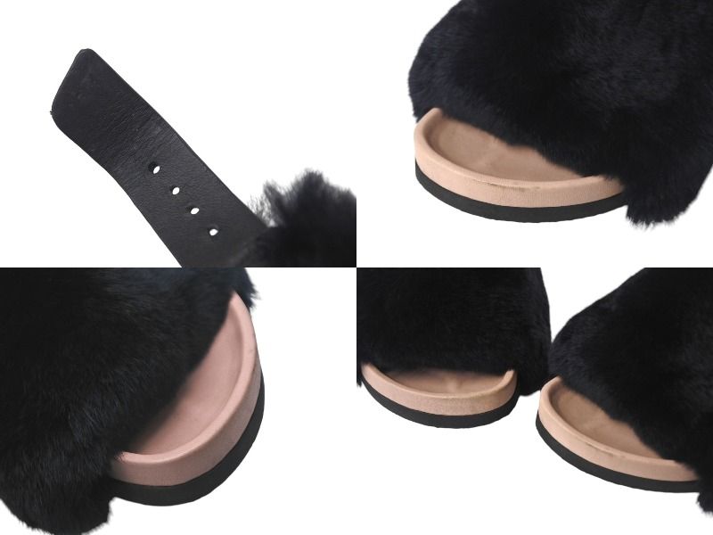 CELINE セリーヌ サンダル サイズ35 ファー ブラック ピンク レザー  