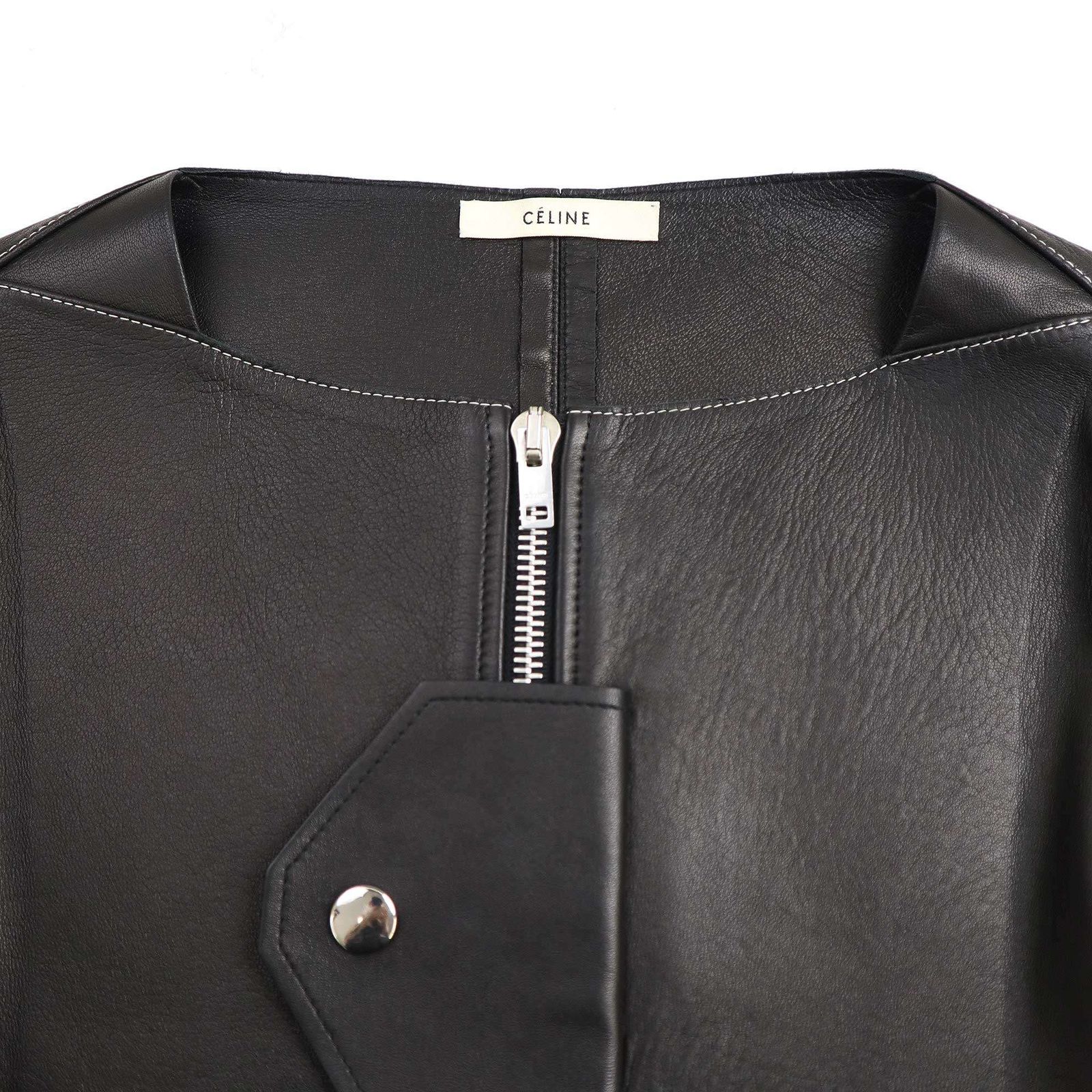 CELINE セリーヌ by Phoebe Philo 16SS パフスリーブレザーバイカー 