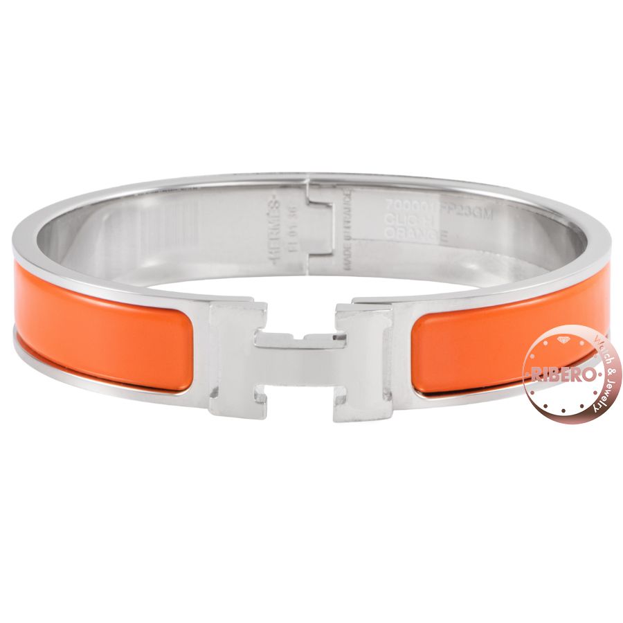 HERMES エルメス エナメルブレスレット クリックH CLIC H BRACELET 700001FP8AGM バングル オレンジ シルバー