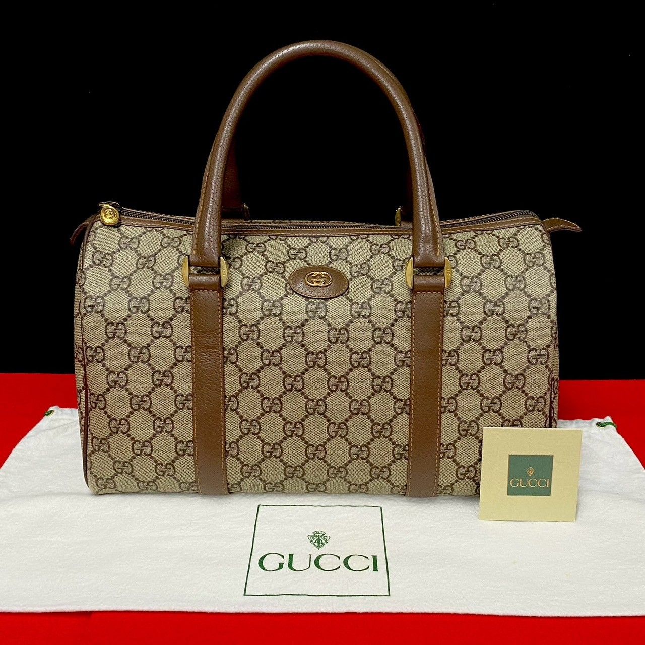 GUCCI グッチ ミニボストンバッグ ハンド GG 金具 レザー 希少 【公式
