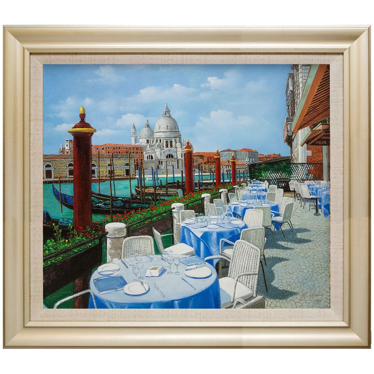 ヴィンテージ　サンジオバンニ　イタリア　海の波 油彩画 油絵　油彩画　額装 ヴィンテージ サンジオバンニ イタリア 海の波 油彩画 油絵 油彩