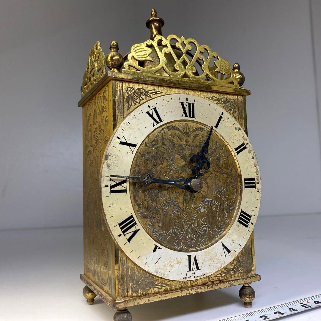 JUNGHANS 彫金 置時計 944g高さ17.5㎝ 東Y6-0711 トヒエ