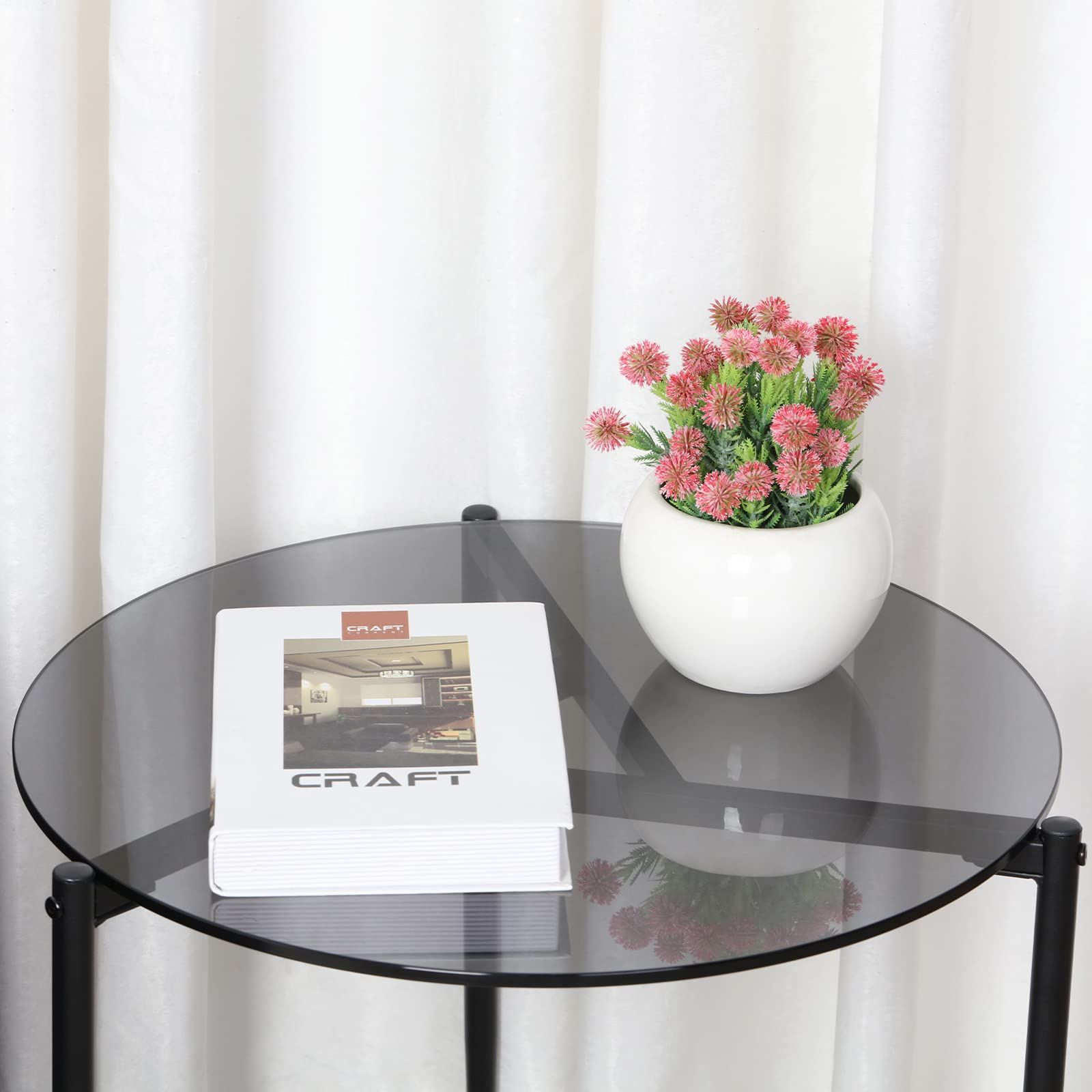 ガラス サイドデスク