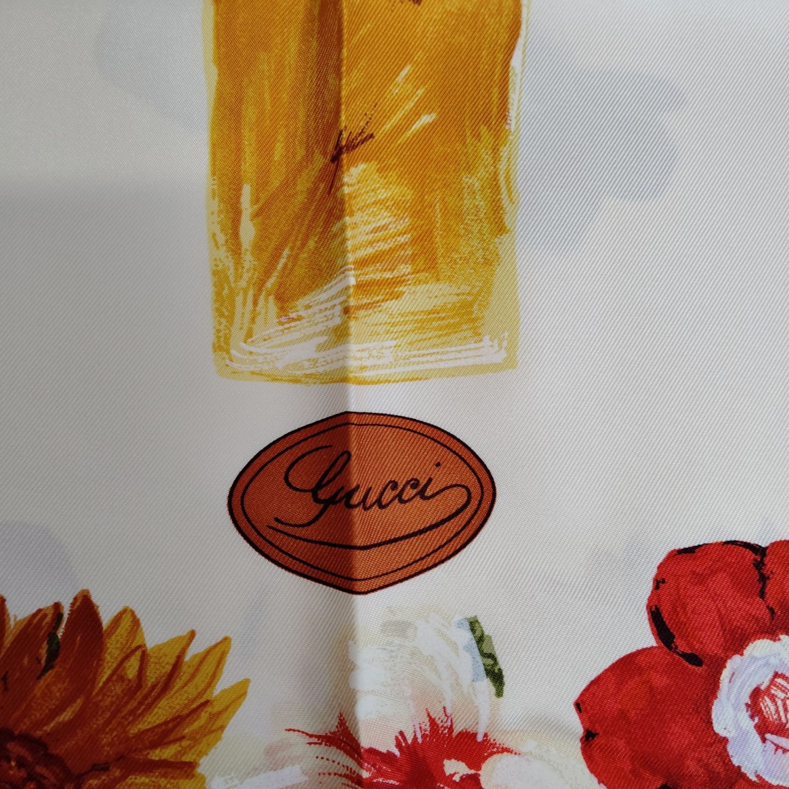 中古品】 GUCCI グッチ スカーフ フラワー 花 鉢 チューリップ
