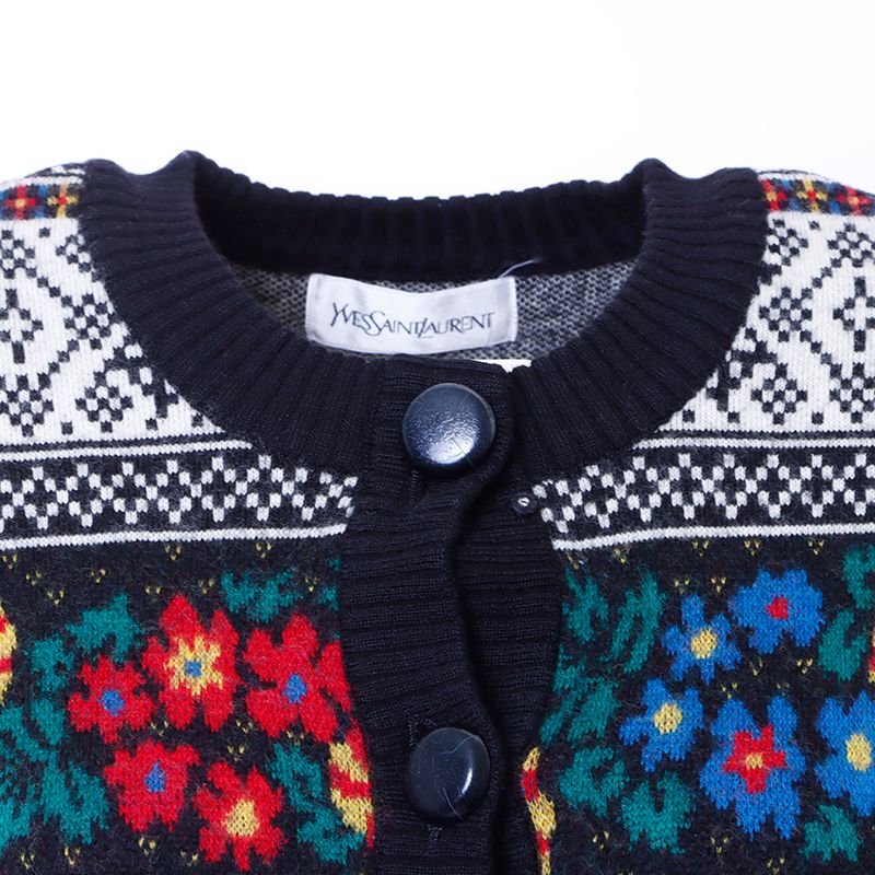YVES SAINT LAURENT イヴ・サンローラン カーディガン Size:M フラワー  