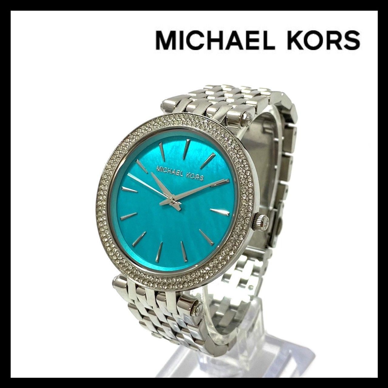 MICHAEL KORS マイケルコース時計　文字盤ブルー　ストーン　シルバー MICHAEL KORS マイケルコース時計文字盤ブルーストーンシルバー