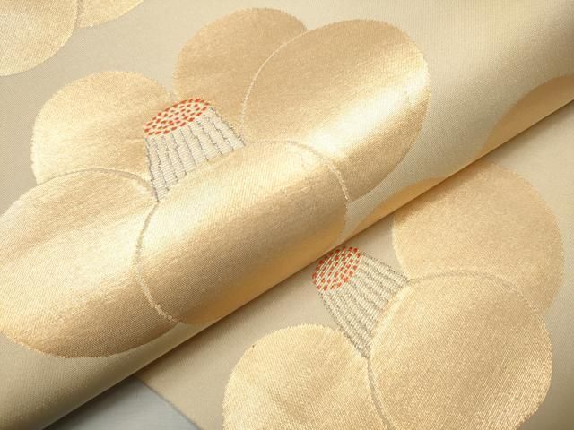 平和屋着物○桝屋高尾 全通柄 九寸名古屋帯 七宝花文