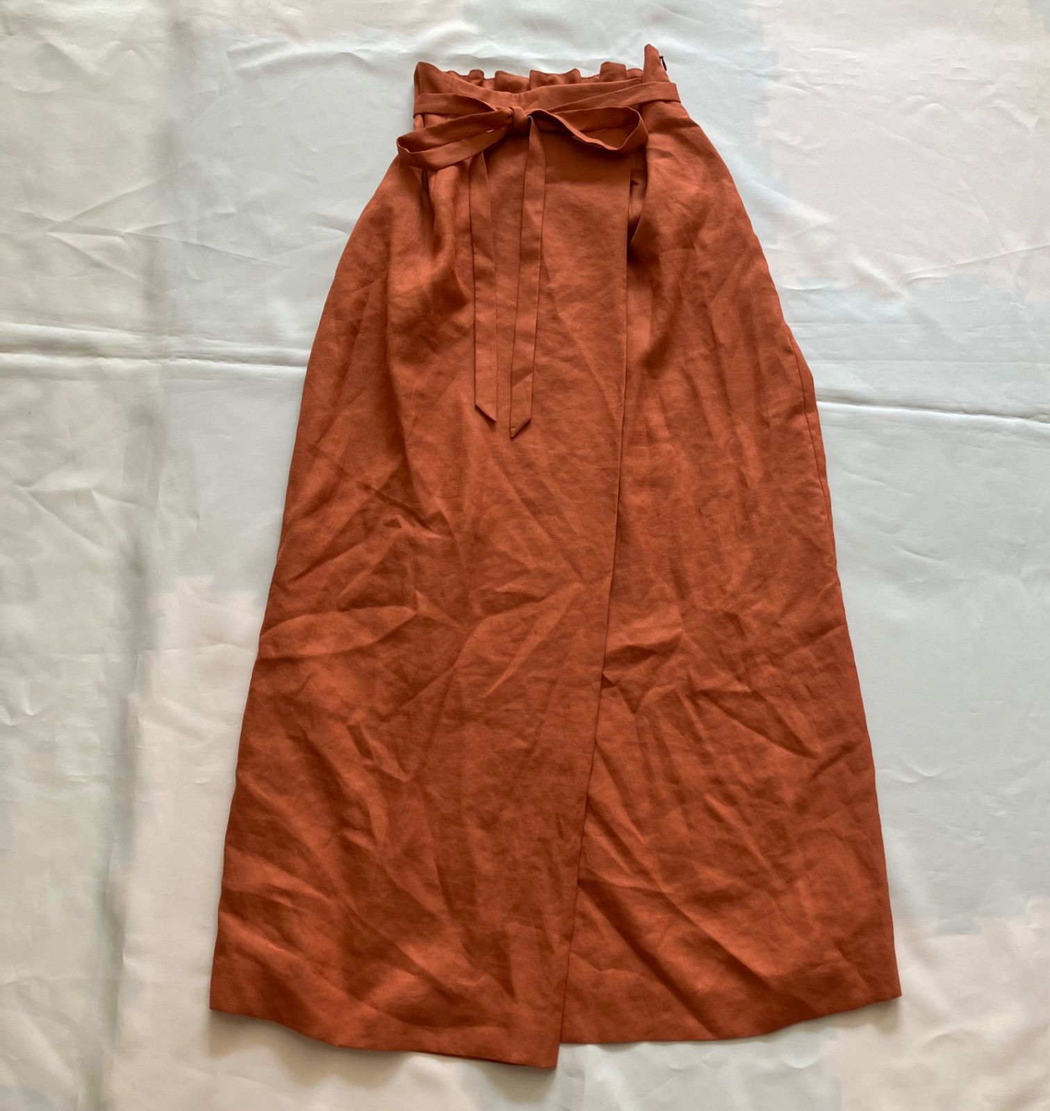 美品 SHIPSシップス スラブツイルラップスカート ライトオレンジ 美品 SHIPSシップス スラブツイルラップスカート ライトオレンジ