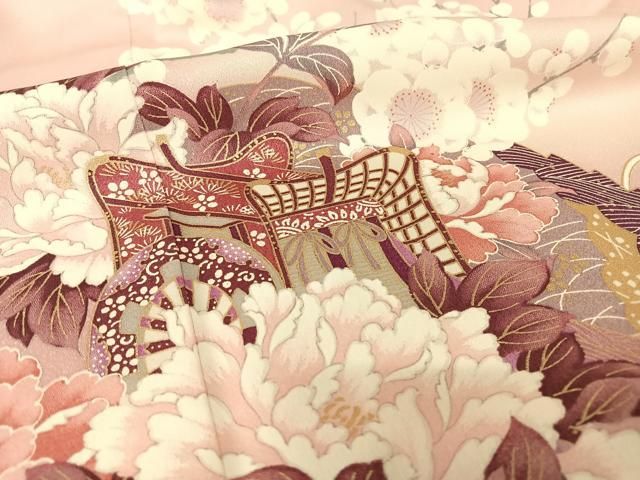 平和屋着物□長襦袢 無双仕立て 御所車檜扇花地紋 暈し染め 正絹